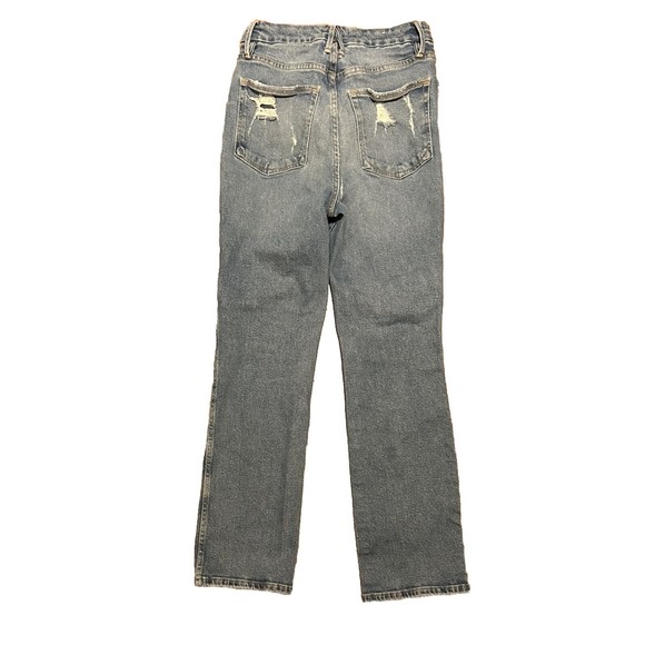 Good American Good Curve Distressed Straight High Rise‎ Jeans Women’s Size 2/26 - Picture 3 of 9
